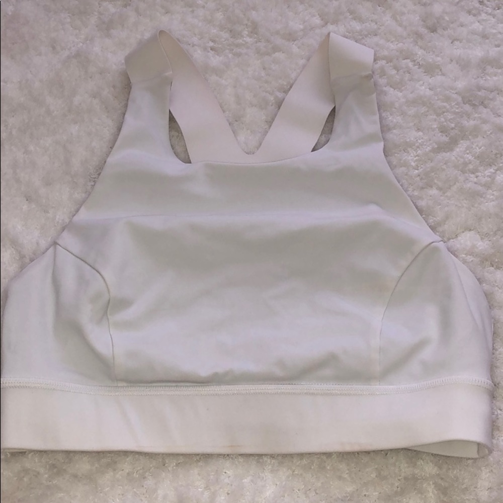 White high neck lululemon sports bra